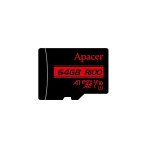 MicroSD памет 64GB APACER R100, microSDXC Class10 UHS-I U1 V10 A1 + SD адаптер