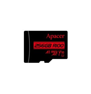 MicroSD памет 256GB APACER R100, microSDXC Class10 UHS-I U1 V10 A1 + SD адаптер