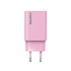Зарядно у-во CANYON OnCharge 30CL, PD 30W Travel Charger EU standard, Output: 5V3A, 9V3A, 15V2A, Max Power 30W, Pink. size: 87.8x39.8x23mm, weight: 62.3g