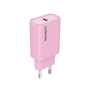 Зарядно у-во CANYON OnCharge 30CL, PD 30W Travel Charger EU standard, Output: 5V3A, 9V3A, 15V2A, Max Power 30W, Pink. size: 87.8x39.8x23mm, weight: 62.3g