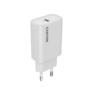 Зарядно у-во CANYON OnCharge 30CL, PD 30W Travel Charger EU standard, Output: 5V3A, 9V3A, 15V2A, Max Power 30W, White, size: 87.8x39.8x23mm, weight: 62.3g