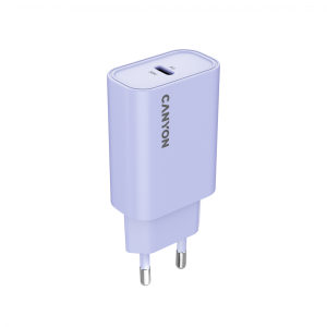 Зарядно у-во CANYON OnCharge 30CL, PD 30W Travel Charger EU standard, Output: 5V3A, 9V3A, 15V2A, Max Power 30W, Purple, size: 87.8x39.8x23mm, weight: 62.3g