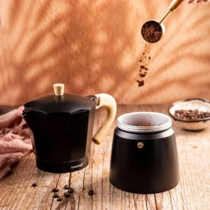 Кубинска кафеварка Kinghoff KH 1887, 9 чаши, 450 мл, Алуминий, Индукция, Черен