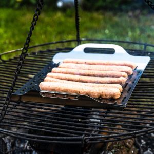 Грил тава за скара/барбекю Kinghoff KH 1917, 37х31 см, Неръждаема стомана, Перфорирана, Високи ръбове, Инокс