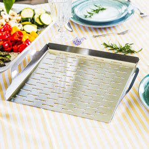 Грил тава за скара/барбекю Kinghoff KH 1917, 37х31 см, Неръждаема стомана, Перфорирана, Високи ръбове, Инокс