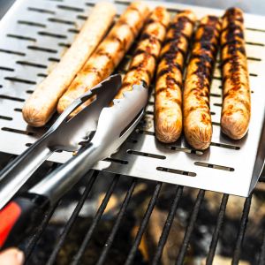 Грил тава за скара/барбекю Kinghoff KH 1917, 37х31 см, Неръждаема стомана, Перфорирана, Високи ръбове, Инокс