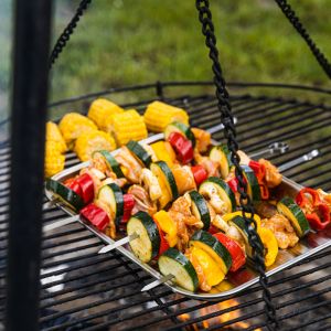 Комплект 4 бр стоманени шишчета Kinghoff KH 1914, 36 см, Остър връх, Дръжка с извивка, Инокс