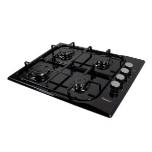 Плот за вграждане Zilan ZLN 0034, 4 газови горелки, 7.35 kW, Пропан-бутан или природен газ, 60х50 см, Чугунени решетки, Защита от изтичане на газ, Черен