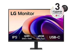 Монитор LG 27U631A-B, 27" IPS, QHD (2560x1440) 100Hz, 16:9, 5ms, 250cd/m2, 1000:1, Dynamic Action Sync, USB-C (PD 15W), HDMI, Black