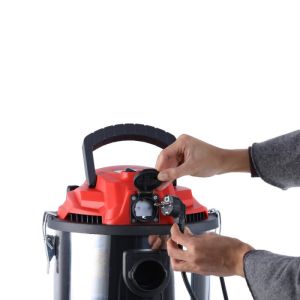 Индустриална прахосмукачка Camry CR 7045, 3400W, 20 kPa, Сухо и мокро, 4 филтъра, 25L, Инокс/Червен