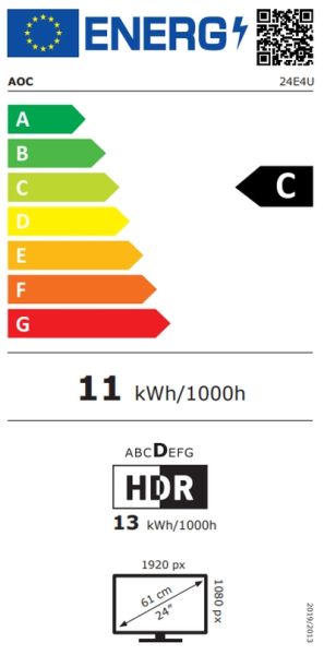 Монитор AOC 24E4U, 23.8" IPS, FullHD (1920x1080) 120Hz, 16:9, 4ms, 300cd/m2, 1500:1, Adaptive Sync, Speaker 2x2W, VGA, HDMI, USB Hub, Black