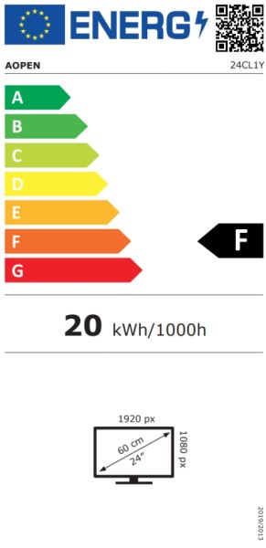 Монитор ACER Aopen 24CL1YG0bi (UM.QC1EE.005), 23.8'' IPS, FullHD (1920x1080) 120Hz, 16:9, 1ms, 250cd/m2, 1000:1, HDMI, VGA, Black