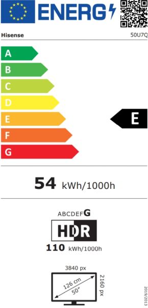 Телевизор 50" HISENSE 50U7Q ULED 4K Smart TV, Quantum Dot, Mini LED, Wi-Fi, Dolby Vision IQ, Black