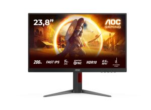 Монитор AOC 24G4HA, 23.8'' Fast IPS, FullHD (1920x1080) 200Hz, 16:9, 0.5ms, 300cd/m2, 1000:1, Adaptive Sync, NVIDIA G-SYNC, Speakers 2x2W, 2xHDMI, DP, Black/Red