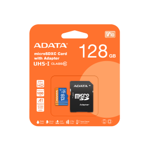 MicroSD памет 128GB ADATA Premier microSDXC, UHS-I Class 10 V10 A1 + SD адаптер - AUSDX128GUICL10A1-RA1