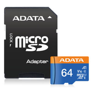 MicroSD памет 64GB ADATA Premier microSDXC, UHS-I Class 10 V10 A1 + SD адаптер - AUSDX64GUICL10A1-RA1