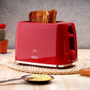 Тостер Oliver Voltz Daisy OV51440W, 700W, 2 филийки, 6 нива, Подвижна тавичка за трохи, Червен