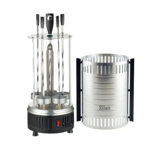 Вертикално барбекю Zilan ZLN5565, 900W, 5 шиша, Керамичен нагревател, Инокс/Черен