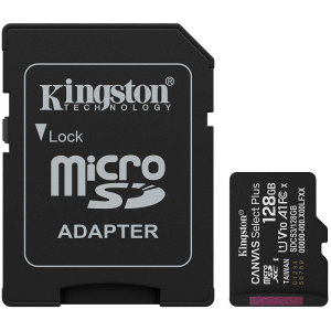 MicroSD памет 128GB KINGSTON Canvas Select Plus, microSDXC Class 10 UHS-I U1 V10, A1 150MB/s + SD Адаптер - SDCS3/128GB