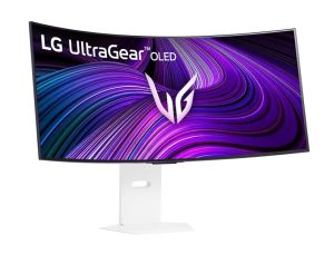Монитор LG 39GX90SA-W UltraGear, 39" OLED Curved 800R, WQHD (3440x1440) 240Hz, 21:9, 0.03ms, 275cd/m², 1.5M:1, Smart, webOS 24, AMD FreeSync Premium, NVIDIA G-Sync, Speakers, Wi-Fi/Bluetooth, 2xHDMI, DP, USB-C, LAN, White