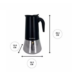 Кубинска кафеварка Klausberg KB 7847, 12 чаши, 600 мл, Неръждаема стомана, Индукция, Черен/Инокс