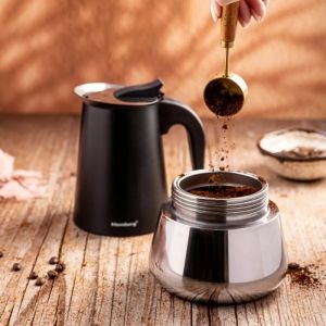Кубинска кафеварка Klausberg KB 7847, 12 чаши, 600 мл, Неръждаема стомана, Индукция, Черен/Инокс