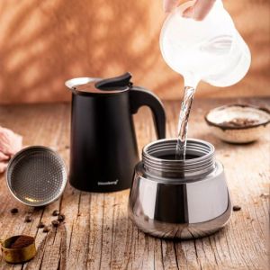 Кубинска кафеварка Klausberg KB 7847, 12 чаши, 600 мл, Неръждаема стомана, Индукция, Черен/Инокс