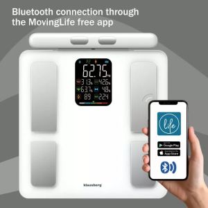 Кантар - анализатор Klausberg KB 7857, До 180 кг, Bluetooth, Android/iOS, LCD дисплей, 14 телесни стойности, Бял