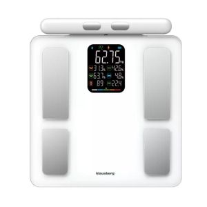 Кантар - анализатор Klausberg KB 7857, До 180 кг, Bluetooth, Android/iOS, LCD дисплей, 14 телесни стойности, Бял