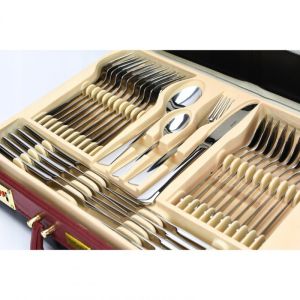 Комплект прибори за хранене Kinghoff KH 3520, 72 части, За 12 човека, Куфар, Неръждаема стомана, Сребрист