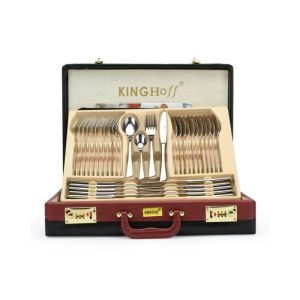 Комплект прибори за хранене Kinghoff KH 3520, 72 части, За 12 човека, Куфар, Неръждаема стомана, Сребрист