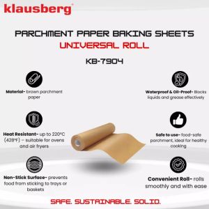 Хартия за печене Klausberg KB 7902, Ролка 10 м, Ширина 38 см, -40 до 230°C, Универсална употреба, Незалепваща, Кафяв