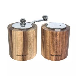 Комплект мелничка за пипер и солница Klausberg KB 7859, Керамичен механизъм, Акациево дърво, Кафяв