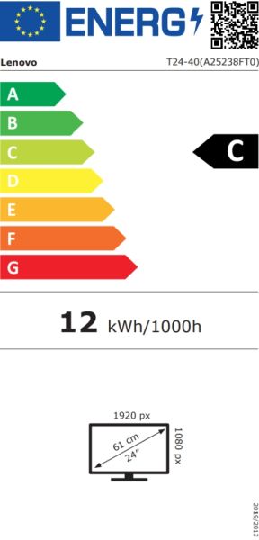 Монитор LENOVO ThinkVision T24-40 (64A4MATXEU), 23.8" IPS, FullHD (1920x1080) 120Hz, 16:9, 4ms, 250 cd/m², 1500:1, VGA, HDMI, DP, Eclipse Black