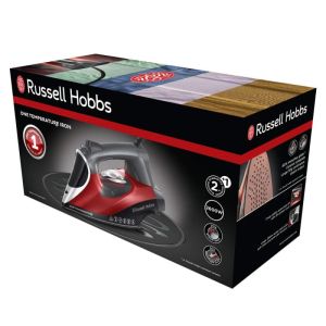 Ютия Russell Hobbs One Temperature 25090-56, 2600 W, Керамична плоча, Една оптимална температура, Самопочистване, 0.35 l, Червен/черен