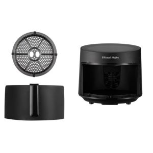 Фритюрник с горещ въздух Russell Hobbs SatisFry Panoramic 27420-56, 1650W, 5.5 л, 10 програми, Дигитален LED дисплей, Термостат, Таймер, Черен