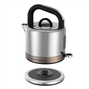 Електрическа кана Russell Hobbs Distinctions Titanium 26422-70, 2400W, 1.5 л, Бързо завиране, Миещ се филтър против котлен камък, 360° основа, Защити, Инокс/титан