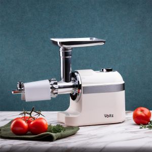 Месомелачка с приставка за домати Oliver Voltz OV51991F, 1800W, Аксесоар за колбаси, Бял