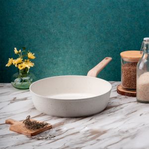 Дълбок тиган Voltz Nice OV54419E28D, 28x6.8 см, Мраморно покритие, Индукция, Кремав меланж