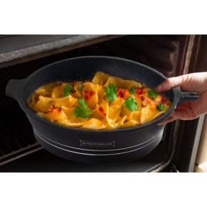 Комплект тенджери и тигани Royalty Line RL-ES1014M Black, Лят алуминий, 14 части, Мраморно покритие, Черен