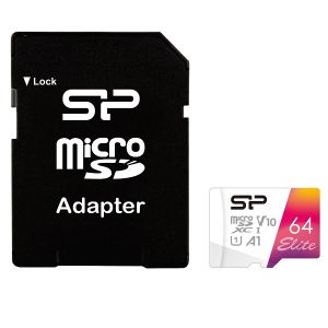 MicroSD памет 64GB SILICON POWER Elite Colorful, microSDXC Class 10 UHS-I U1 V10 + SD адаптер