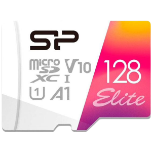MicroSD памет 128GB SILICON POWER Elite Colorful, microSDXC Class 10 UHS-I U1 V10 + SD адаптер