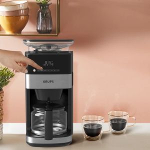 Кафемашина Krups KM832810 Grind & Brew, metalic grinder, 3 grinding settings, digital display, timer, 1.25L