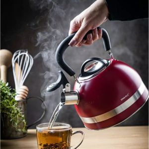 Свирещ чайник Kinghoff KH 1853, 1.8 л, Индукция, Топлоизолирана дръжка, Червен