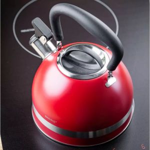 Свирещ чайник Kinghoff KH 1853, 1.8 л, Индукция, Топлоизолирана дръжка, Червен