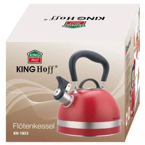 Свирещ чайник Kinghoff KH 1853, 1.8 л, Индукция, Топлоизолирана дръжка, Червен