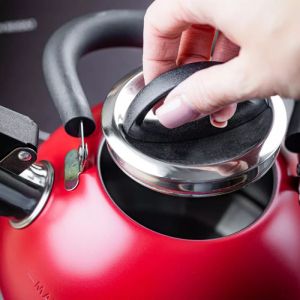 Свирещ чайник Kinghoff KH 1853, 1.8 л, Индукция, Топлоизолирана дръжка, Червен