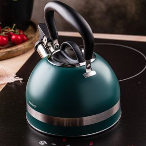 Свирещ чайник Kinghoff KH 1855, 1.8 л, Индукция, Топлоизолирана дръжка, Зелен