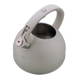 Свирещ чайник Klausberg KB 7912, 2.5 л, Дръжка с дървесен ефект, Индукция, Светлосив