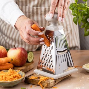 Ренде за зеленчуци Kinghoff KH 1988, 4 повърхности, Силиконово дъно, Инокс